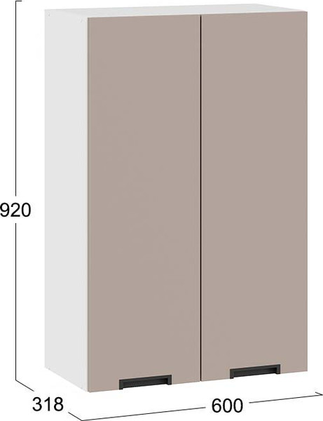 Изображение товара Шкаф навесной для кухни ТриЯ Гренада 1ВВ6 с двумя дверьми (белый/холст латте)
