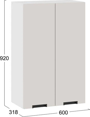 Изображение товара Шкаф навесной для кухни ТриЯ Гренада 1ВВ6 с двумя дверьми (белый/холст мокко)