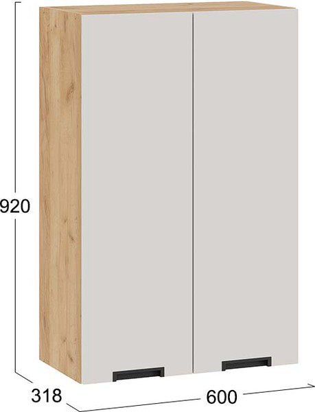 Изображение товара Шкаф навесной для кухни ТриЯ Гренада 1ВВ6 с двумя дверьми (дуб крафт золотой/холст мокко)