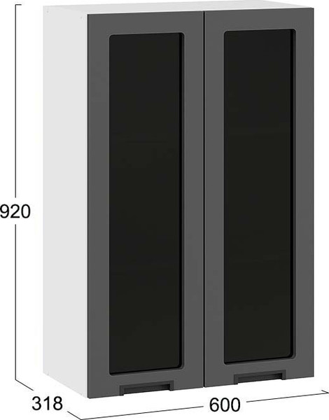 Изображение товара Шкаф навесной для кухни ТриЯ Гренада 1ВВ6С с двумя дверьми (белый/холст вулкан)