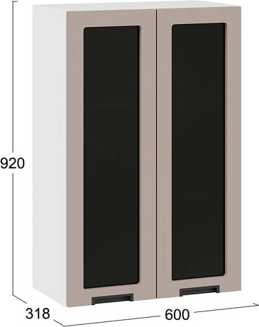 Изображение товара Шкаф навесной для кухни ТриЯ Гренада 1ВВ6С с двумя дверьми (белый/холст латте)