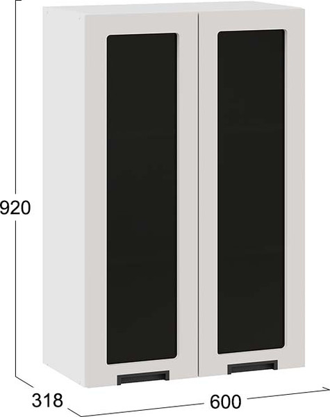 Изображение товара Шкаф навесной для кухни ТриЯ Гренада 1ВВ6С с двумя дверьми (белый/холст мокко)