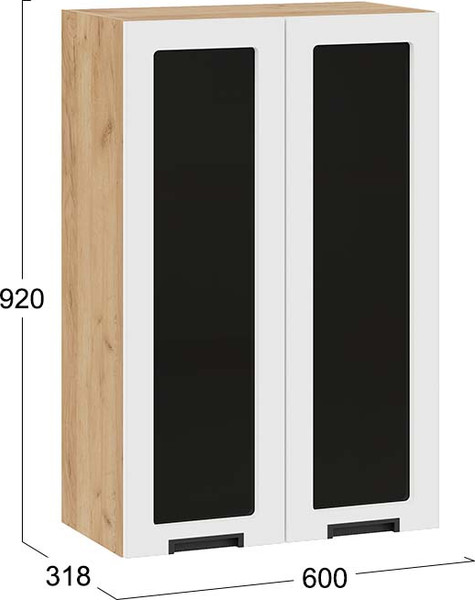 Изображение товара Шкаф навесной для кухни ТриЯ Гренада 1ВВ6С с двумя дверьми (дуб крафт золотой/холст белый)