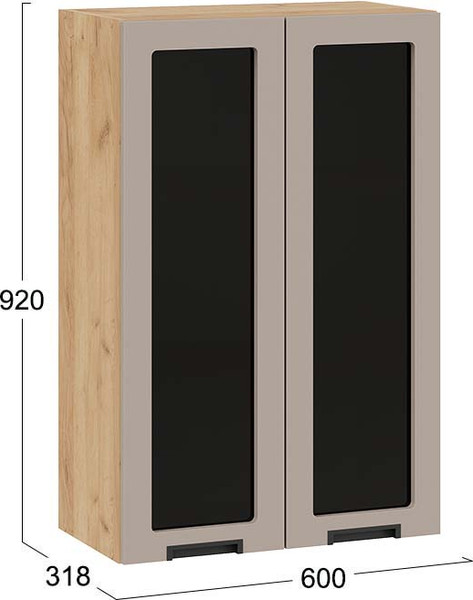 Изображение товара Шкаф навесной для кухни ТриЯ Гренада 1ВВ6С с двумя дверьми (дуб крафт золотой/холст латте)