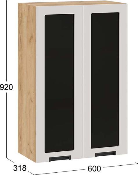 Изображение товара Шкаф навесной для кухни ТриЯ Гренада 1ВВ6С с двумя дверьми (дуб крафт золотой/холст мокко)