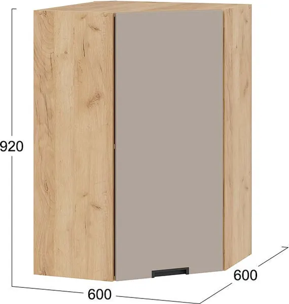 Изображение товара Шкаф навесной для кухни ТриЯ Гренада 1ВВ6У угловой (дуб крафт золотой/холст латте)