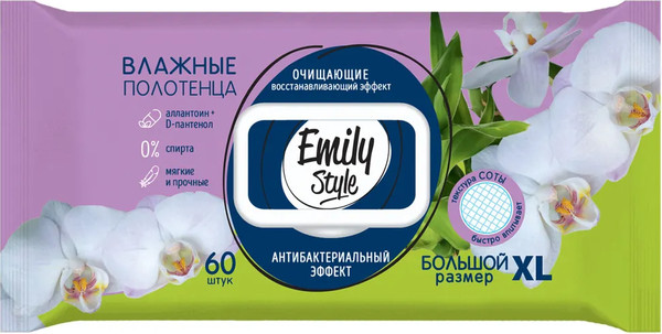 Изображение товара Влажные салфетки Emily Style Полотенца антибактериальные (60шт)