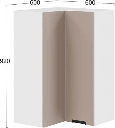Изображение товара Шкаф навесной для кухни ТриЯ Гренада 1ВВ6УП угловой прямой (белый/холст латте)