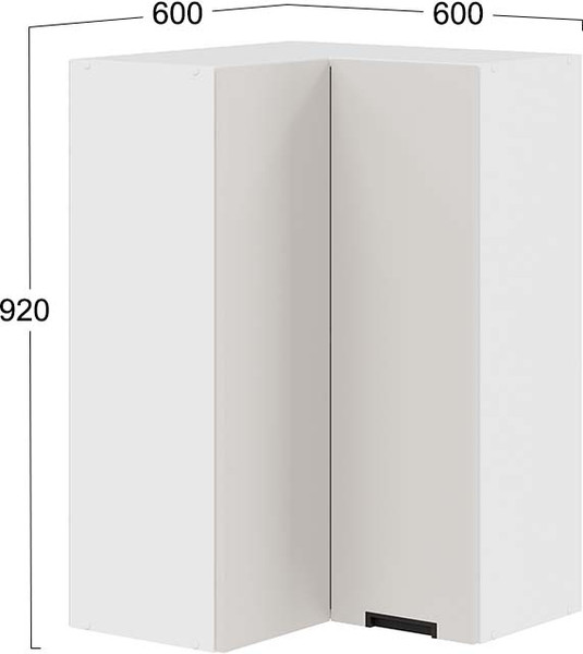 Изображение товара Шкаф навесной для кухни ТриЯ Гренада 1ВВ6УП угловой прямой (белый/холст мокко)