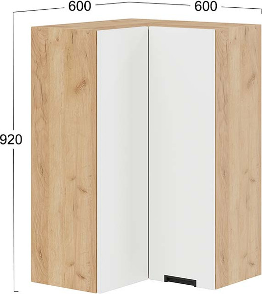 Изображение товара Шкаф навесной для кухни ТриЯ Гренада 1ВВ6УП угловой прямой  (дуб крафт золотой/холст белый)