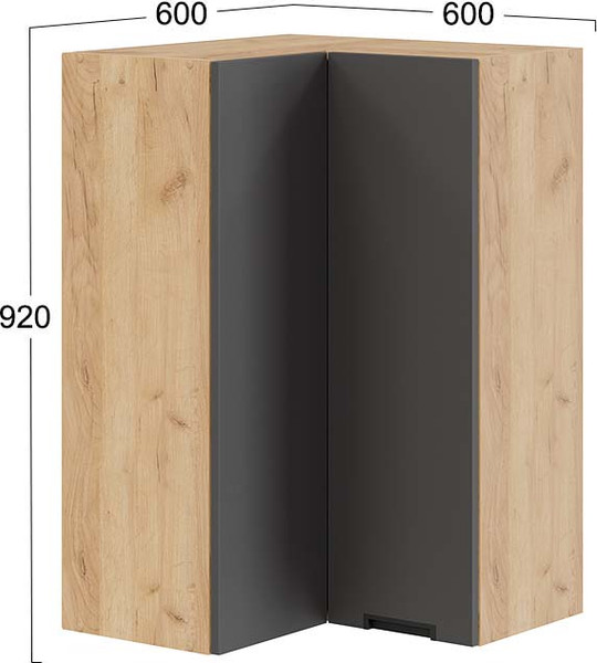 Изображение товара Шкаф навесной для кухни ТриЯ Гренада 1ВВ6УП угловой прямой (дуб крафт золотой/холст вулкан)