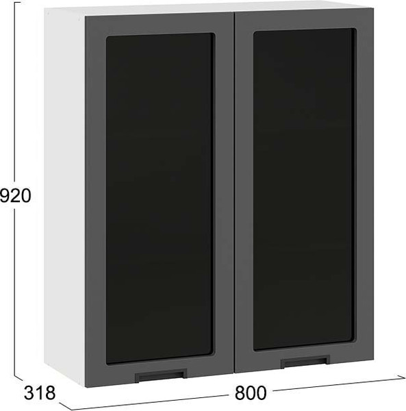 Изображение товара Шкаф навесной для кухни ТриЯ Гренада 1ВВ8С с двумя дверьми (белый/холст вулкан)