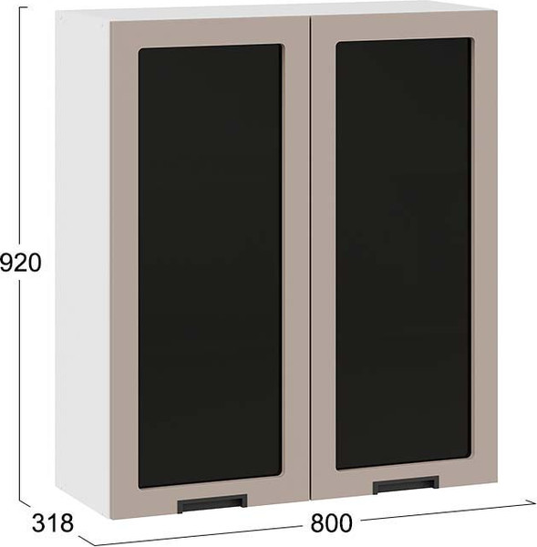 Изображение товара Шкаф навесной для кухни ТриЯ Гренада 1ВВ8С с двумя дверьми (белый/холст латте)