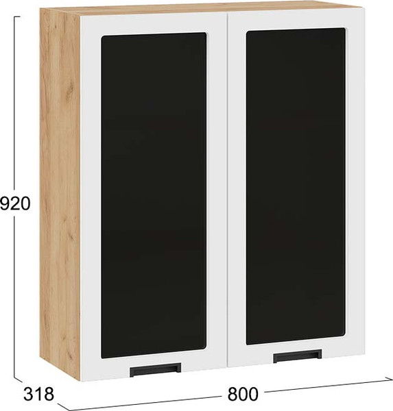 Изображение товара Шкаф навесной для кухни ТриЯ Гренада 1ВВ8С с двумя дверьми (дуб крафт золотой/холст белый)