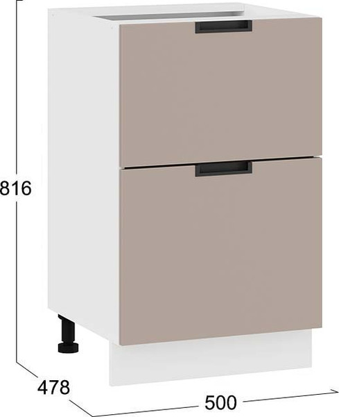 Изображение товара Шкаф-стол кухонный ТриЯ Гренада 1Н5Я2 с двумя ящиками (белый/холст латте)