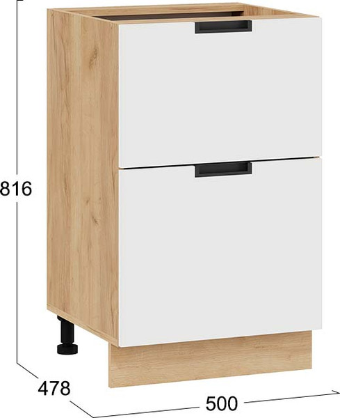 Изображение товара Шкаф-стол кухонный ТриЯ Гренада 1Н5Я2 с двумя ящиками (дуб крафт золотой/холст белый)