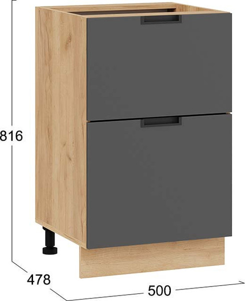 Изображение товара Шкаф-стол кухонный ТриЯ Гренада 1Н5Я2 с двумя ящиками (дуб крафт золотой/холст вулкан)