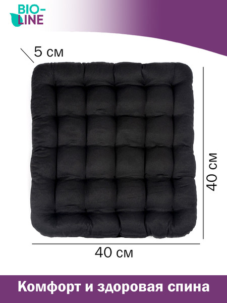 Изображение товара Подушка на стул BIO-LINE С гречневой лузгой 25 точек 40x40 / PSG25 (черный)