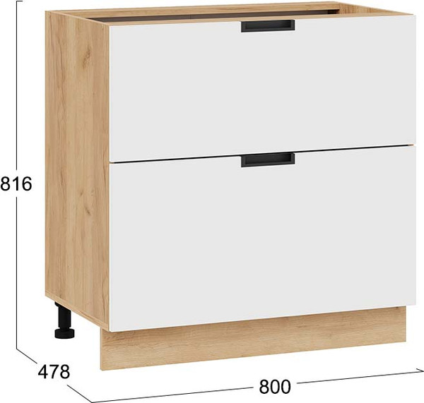 Изображение товара Шкаф-стол кухонный ТриЯ Гренада 1Н8Я2 с двумя ящиками (дуб крафт золотой/холст белый)