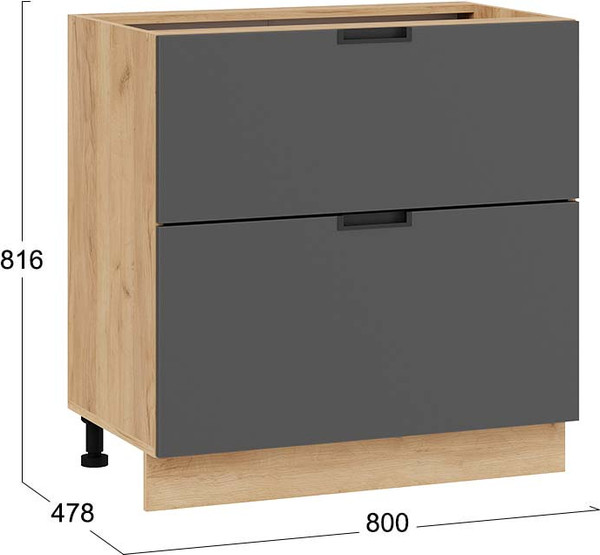 Изображение товара Шкаф-стол кухонный ТриЯ Гренада 1Н8Я2 с двумя ящиками (дуб крафт золотой/холст вулкан)