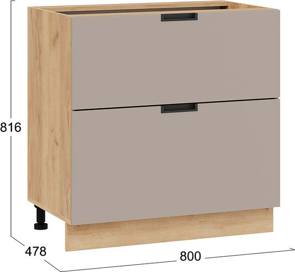 Изображение товара Шкаф-стол кухонный ТриЯ Гренада 1Н8Я2 с двумя ящиками (дуб крафт золотой/холст латте)