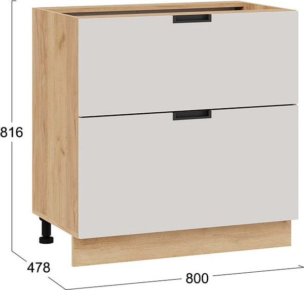 Изображение товара Шкаф-стол кухонный ТриЯ Гренада 1Н8Я2 с двумя ящиками (дуб крафт золотой/холст мокко)