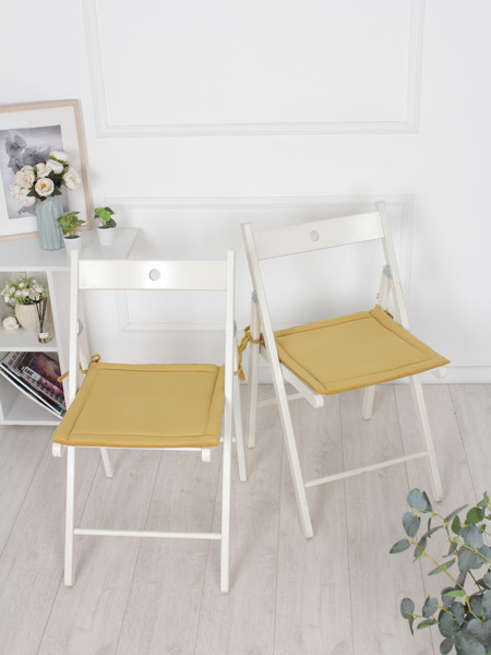 Изображение товара Комплект подушек на стул BIO-LINE Кабрио с завязками 40x40 / PKK2 (2шт, желтый)