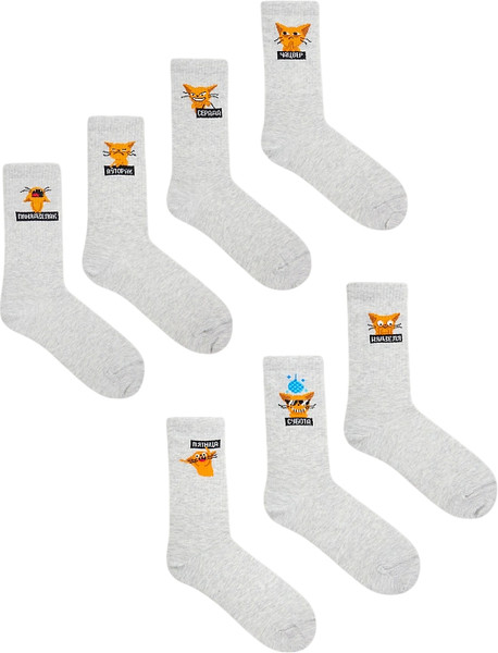 Изображение товара Носки Mark Formelle 217G-2663 (р.23-25, св.серый меланж-7/рис.2663, 7 пар)