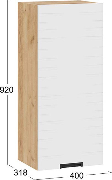 Изображение товара Шкаф навесной для кухни ТриЯ 1ВВ4-Ф Гренада с одной дверью (дуб крафт золотой/холст белый)