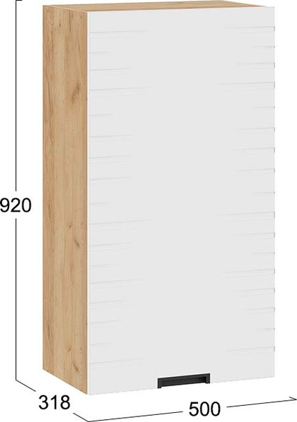 Изображение товара Шкаф навесной для кухни ТриЯ 1ВВ5-Ф Гренада с одной дверью  (дуб крафт золотой/холст белый)