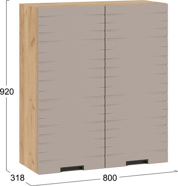 Изображение товара Шкаф навесной для кухни ТриЯ 1ВВ8-Ф Гренада с двумя дверьми (дуб крафт золотой/холст латте)