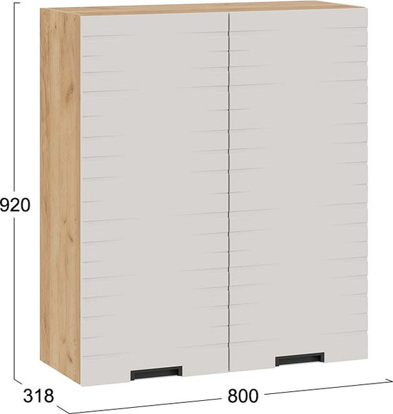 Изображение товара Шкаф навесной для кухни ТриЯ 1ВВ8-Ф Гренада с двумя дверьми (дуб крафт золотой/холст мокко)