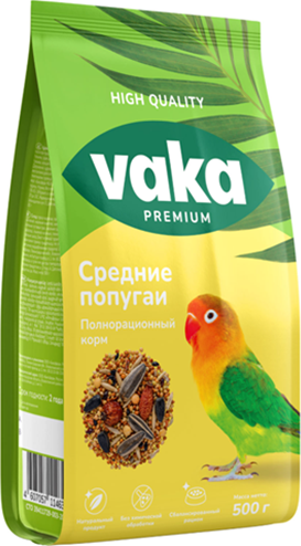 Изображение товара Корм для птиц ВАКА Premium для средних попугаев / В54226 (500г)