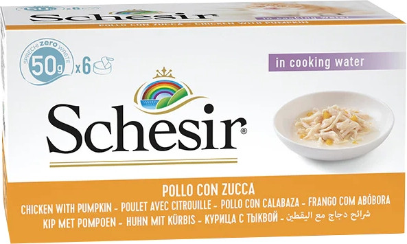 Изображение товара Влажный корм для кошек Schesir Курица, тыква (6x50г)