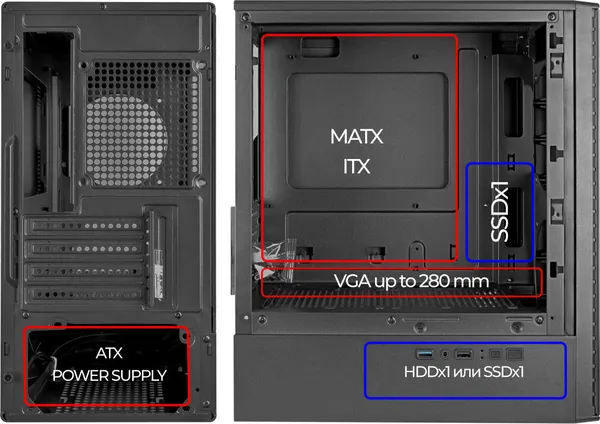 Изображение товара Корпус для компьютера Ginzzu CL401 (черный)