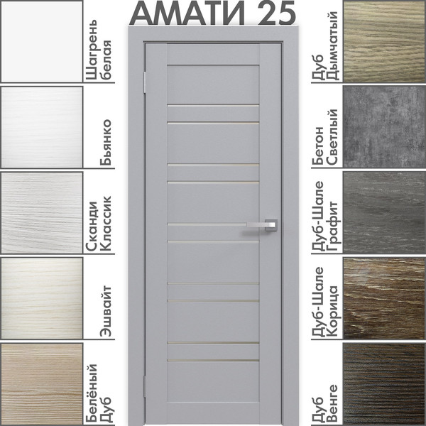 Изображение товара Дверь межкомнатная Юни Амати 25 70x200 (грей/стекло белое)