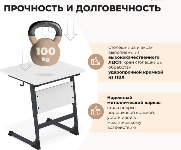Изображение товара Парта Sheffilton SHT-T-TN13 А3-5 (береза/антрацит)