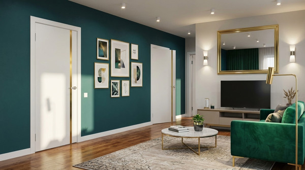 Изображение товара Дверь межкомнатная Юни Эмаль Line 2 70x200 (белый/золотистый)