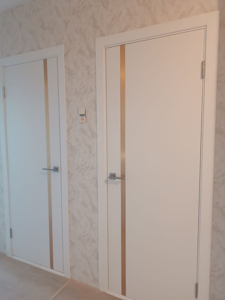 Изображение товара Дверь межкомнатная Юни Эмаль Line 2 70x200 (белый/золотистый)