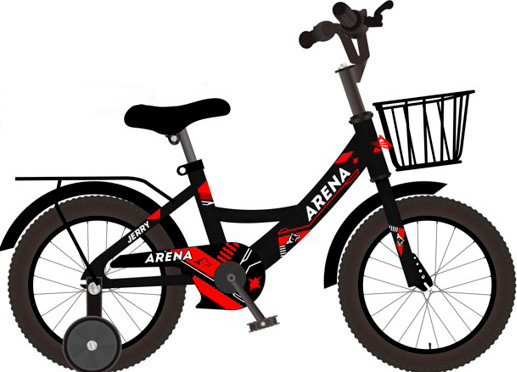 Изображение товара Детский велосипед Arena Jerry 16 (черный, разобранный, в коробке)