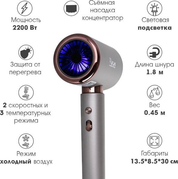 Изображение товара Фен VLK Style-106 (графит/коричневый)