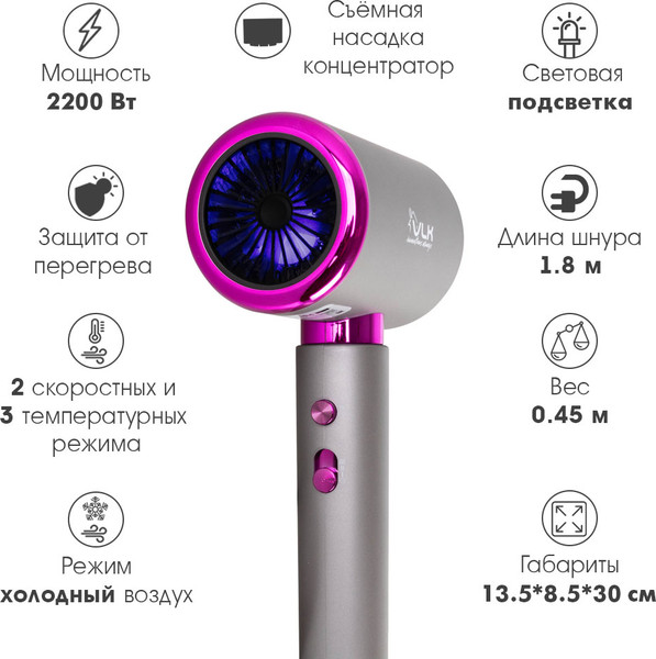 Изображение товара Фен VLK Style-107 (графит/фиолетовый)