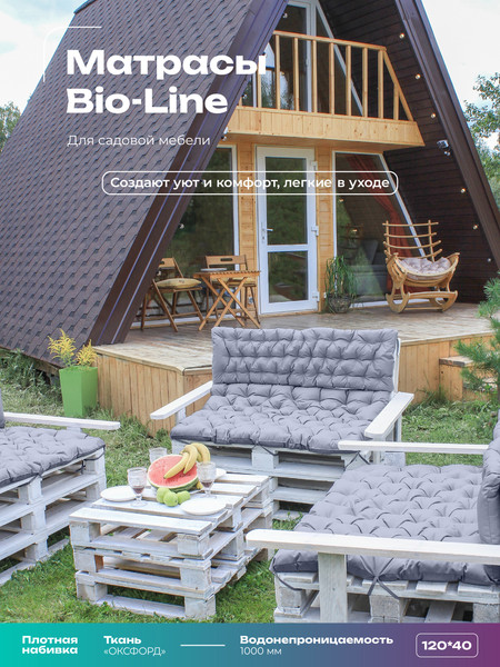 Изображение товара Матрас для садовой мебели BIO-LINE Оксфорд с завязками 40x120 / MO40x120 (серый)