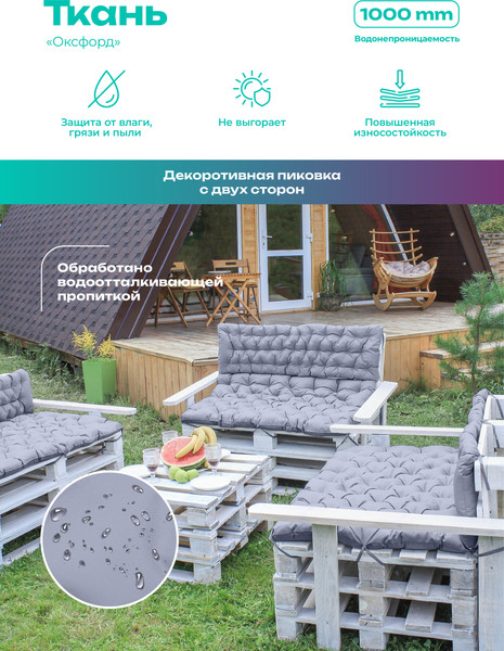 Изображение товара Матрас для садовой мебели BIO-LINE Оксфорд с завязками 40x120 / MO40x120 (серый)