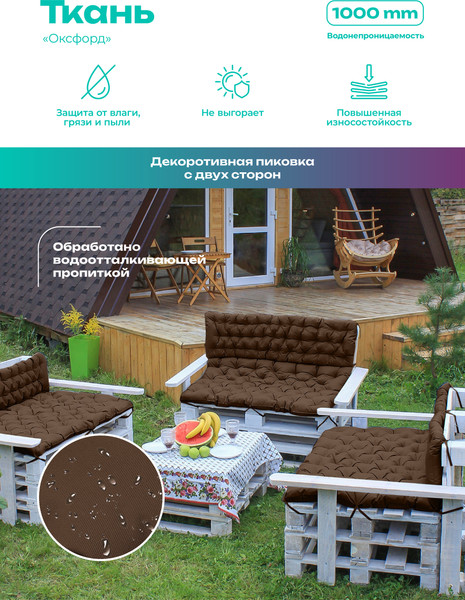 Изображение товара Матрас для садовой мебели BIO-LINE Оксфорд с завязками 40x120 / MO40x120 (коричневый)