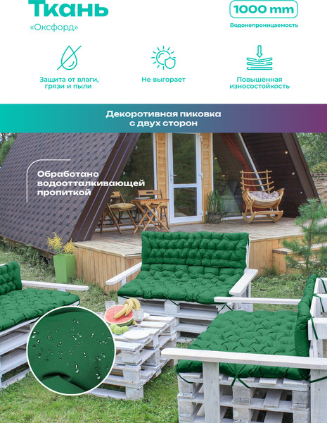 Изображение товара Матрас для садовой мебели BIO-LINE Оксфорд с завязками 40x120 / MO40x120 (зеленый)