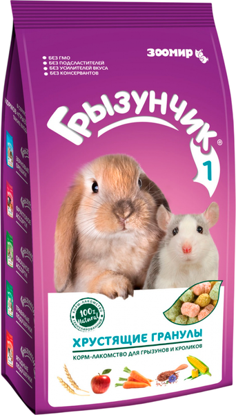Изображение товара Лакомство для грызунов ЗООМир Грызунчик 1 хрустящие гранулы (150г)