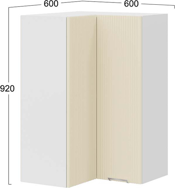 Изображение товара Шкаф навесной для кухни ТриЯ Кимберли 1ВВ6УП угловой прямой (белый/крем)