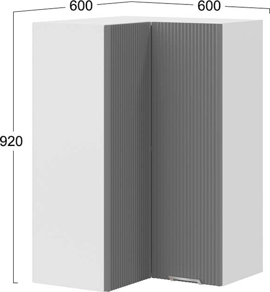 Изображение товара Шкаф навесной для кухни ТриЯ Кимберли 1ВВ6УП угловой прямой (белый/титан)