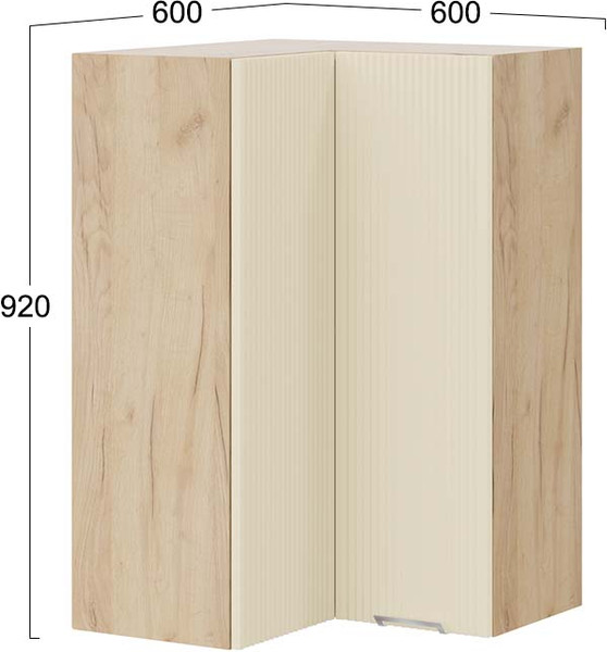 Изображение товара Шкаф навесной для кухни ТриЯ Кимберли 1ВВ6УП угловой прямой (дуб крафт золотой/крем)